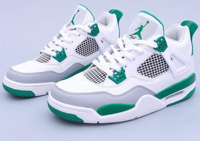 Air Jordan Retro 4 Grade AAA White Grey Green - Click Image to Close